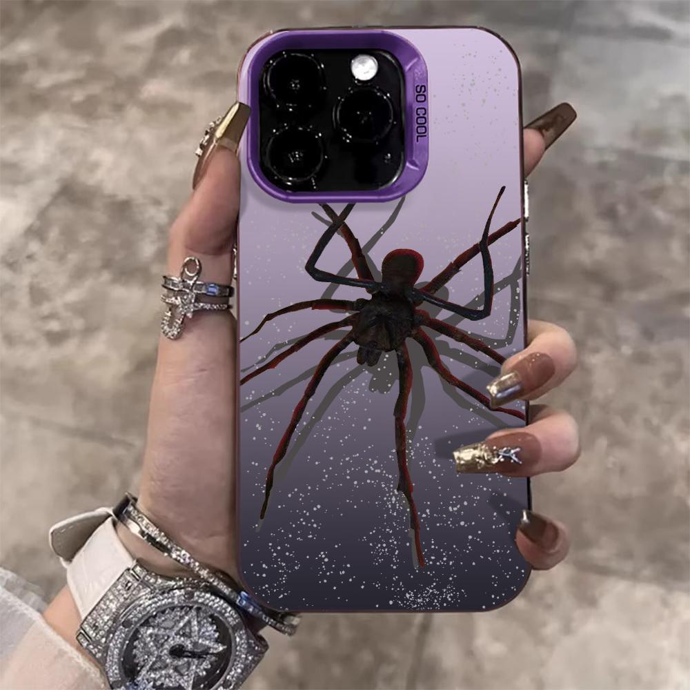 Черный Паук Мультяшный Крутой Чехол Для Телефона Для iPhone 17 Pro Max 17e 16e 15 17 Air 14 13 12 11 Pro Max 8 Plus X IMD Ударопрочный Чехол