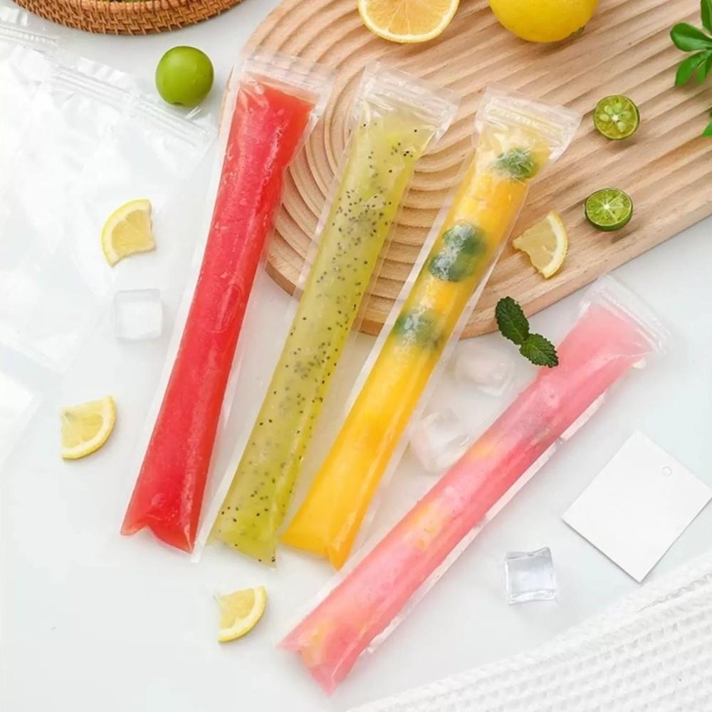 100pcs Leak-Proof Disposable Transparent Ice Lolly Bag Self Seal Ice Cube Mold Ice Bags  Cool Summer