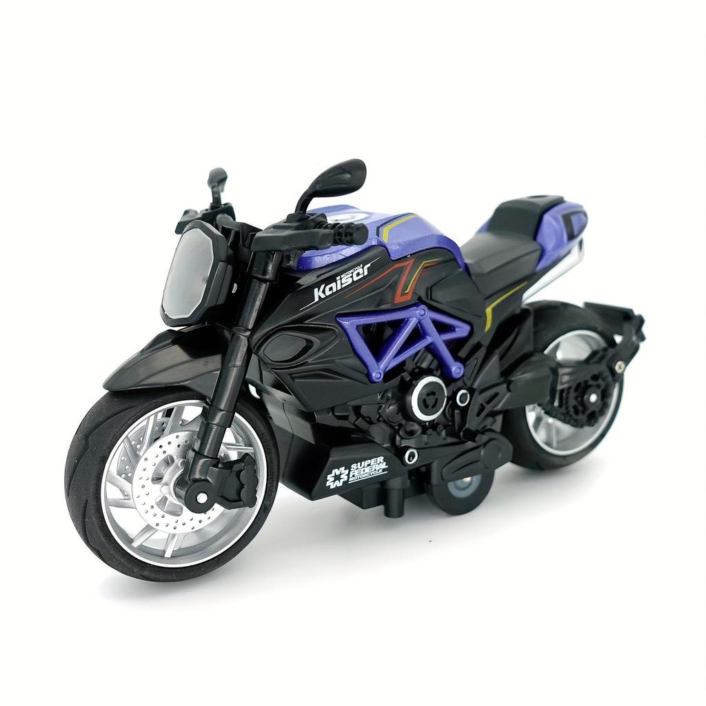 1:12 Handmade Police Motorcycle Model Toy - Pull Back Alloy Ornaments for Kids