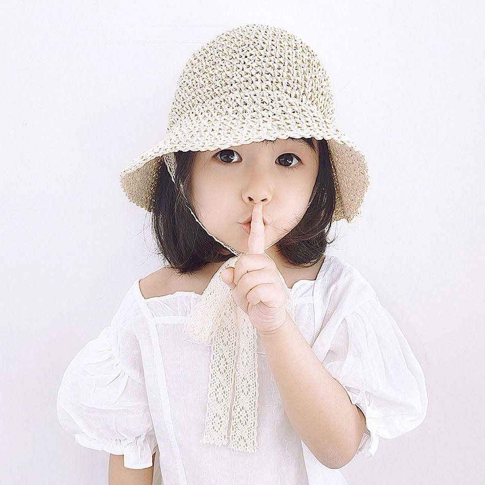 Summer Sun Protection Princess Panama Cap Straw Cap Beach Hat Lace Baby Hat