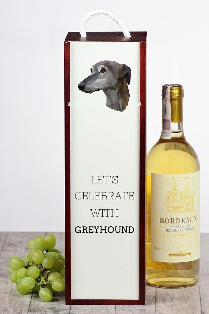 Greyhound, Chart Angielski - Geometryczne Pudełko Ze Zdjęciem I Napisem Na Wino Marki Art-Dog