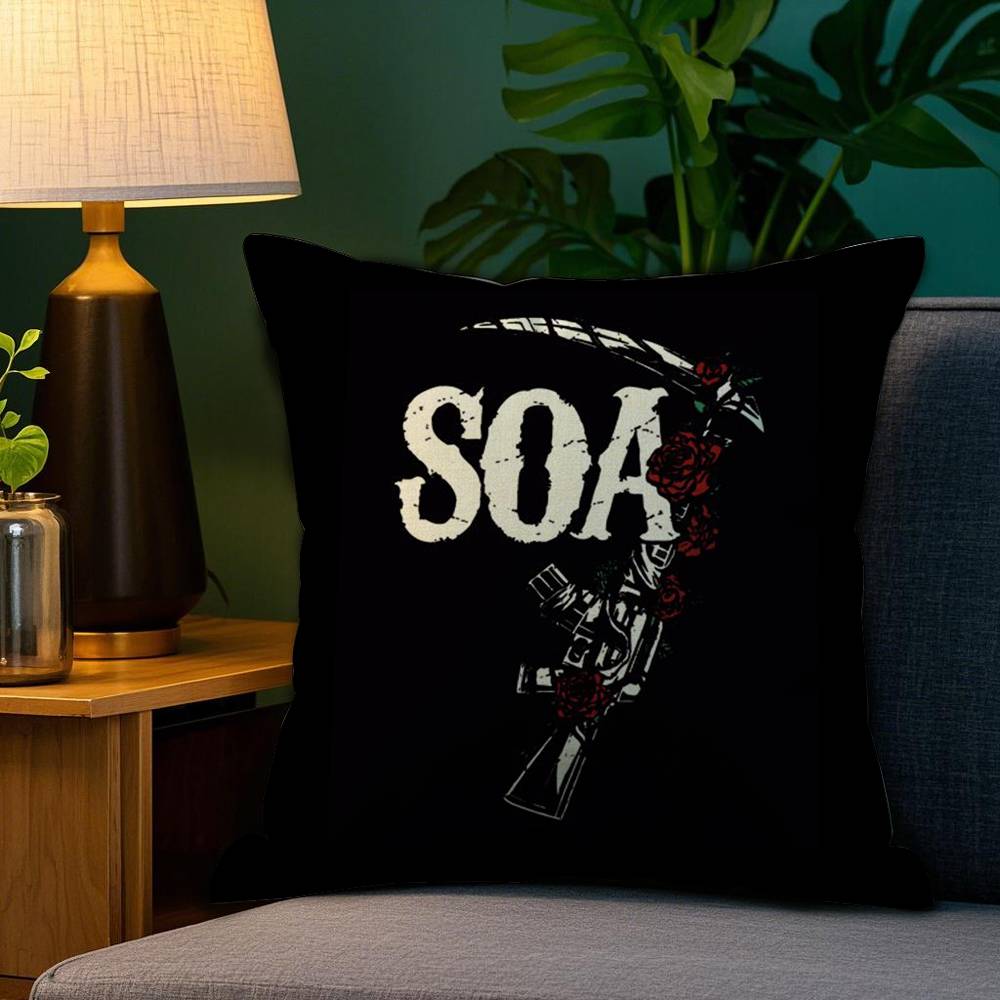 Крутая Наволочка S-Sons Of A-Anarchy для Дивана, Гостиной, Спальни, Квадратной Подушки, Подушки для Сна, Двусторонней Печатью
