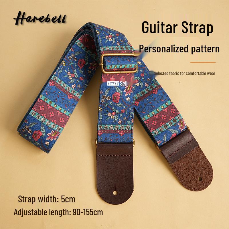 Темно-синий этнический стиль, одноплечевой гитарный ремень с ретро-пряжкой - PO-004