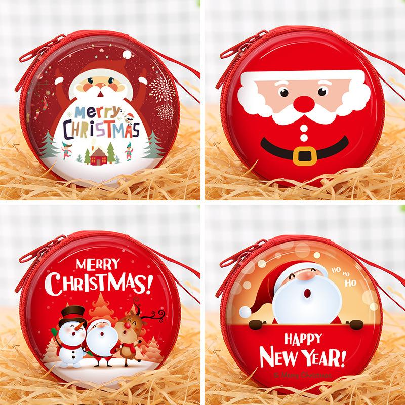 Christmas Decor Gift Zipper Wallet Children's Coin Purse Cute Santa Cartoon Holiday Gift Bags For Guests Wedding Birthday Party
