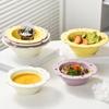 Cheese Shape Ceramic Bowl Food Grade Large Capacity Heat Resistant Multi-functional Rice Meal Salad Soup Porridge Snack Dessert Serving Bowl