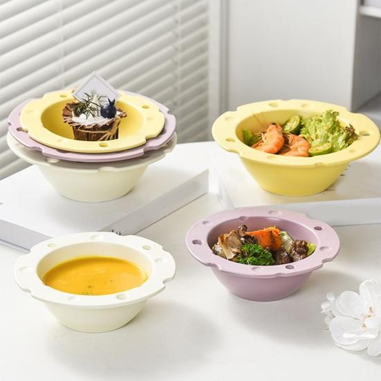 Cheese Shape Ceramic Bowl Food Grade Large Capacity Heat Resistant Multi-functional Rice Meal Salad Soup Porridge Snack Dessert Serving Bowl