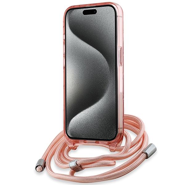 Karl Lagerfeld Klhmp15Shckcklcp Iphone 15 / 14 / 13  6.1 Różowy/Pink Hardcase Iml Crossbody Monogram Karl & Choupette Head Magsafe