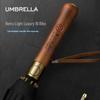 Большой мужской деловой зонт с гравированной 16-спицевой деревянной ручкой