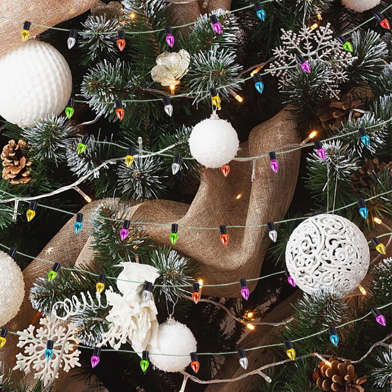 Christmas Decorations Colorful Electroplated Beads String Garland Home Xmas Tree Ornaments Nativity New Year Gift DIY Dollhouse