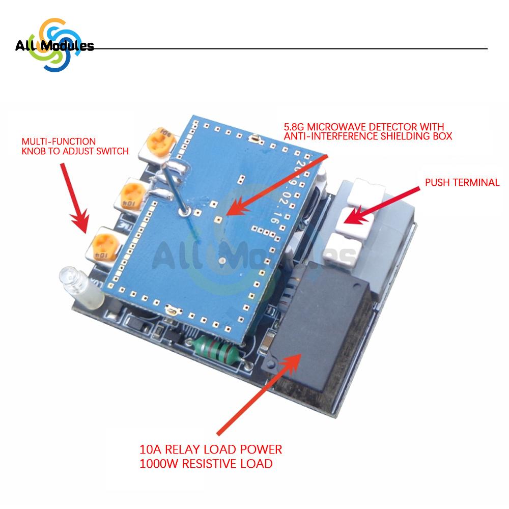 Переключатель-датчик движения радара микроволновый AC 220V 5.8GHz, датчик движения человеческого тела для светодиодных светильников, сменные датчики2