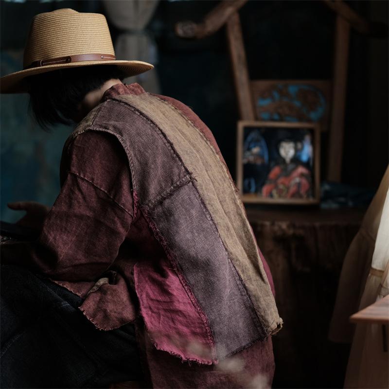 Johnature Женские винтажные жилеты пальто пэчворк цветные пуговицы на подставке осенние жилеты пальто в китайском стиле