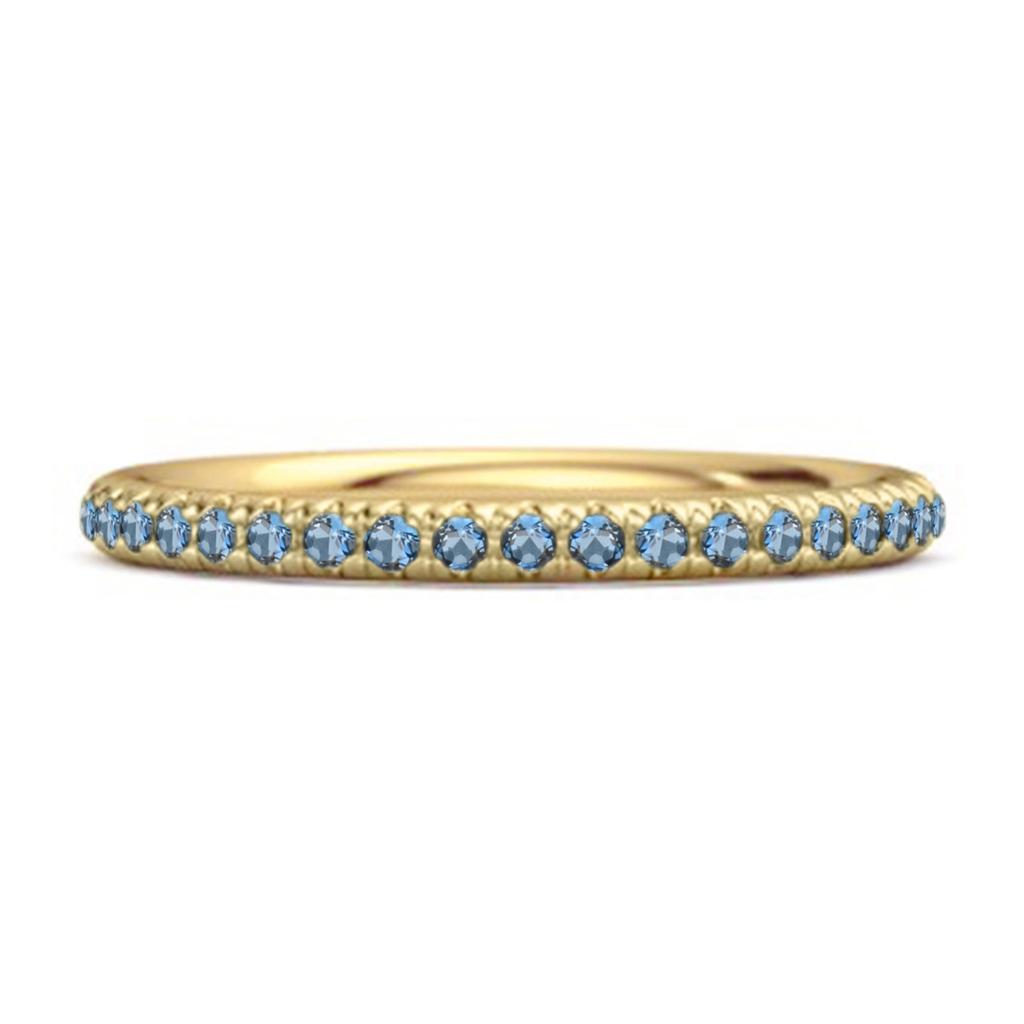 London Blue Topaz Round Eternity Ring - 925 Sterling Silver Gold Vermeil