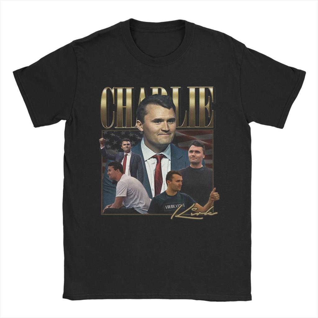 Men's Charlie Kirk T Shirts  100% Cotton Tops Fashion Short Sleeve Crewneck Tee Shirt Gift Idea T-Shirt
