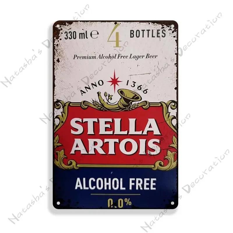 Декоративная тарелка Stella Artois Настенный декор Пиво Металлические знаки Настенная тарелка Винтажный металлический жестяной знак Индустриальный декор Домашний бар Жестяной знак