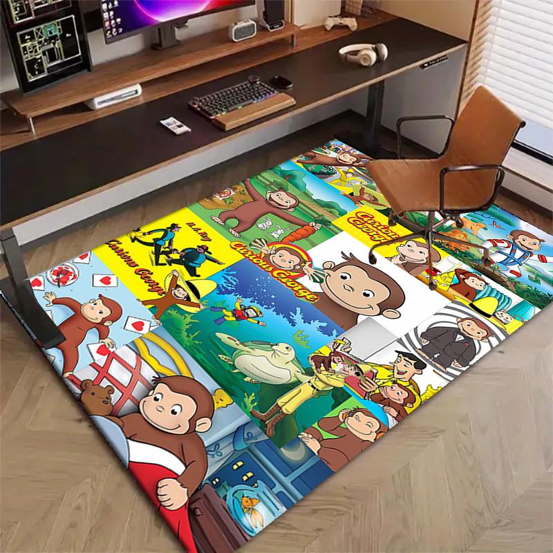 1pc Curious George (9) Design Printed Area Rug Carpet for Bedroom Living Room Home Decor Rugs Mat Non Slip Mat Rug for Bedside