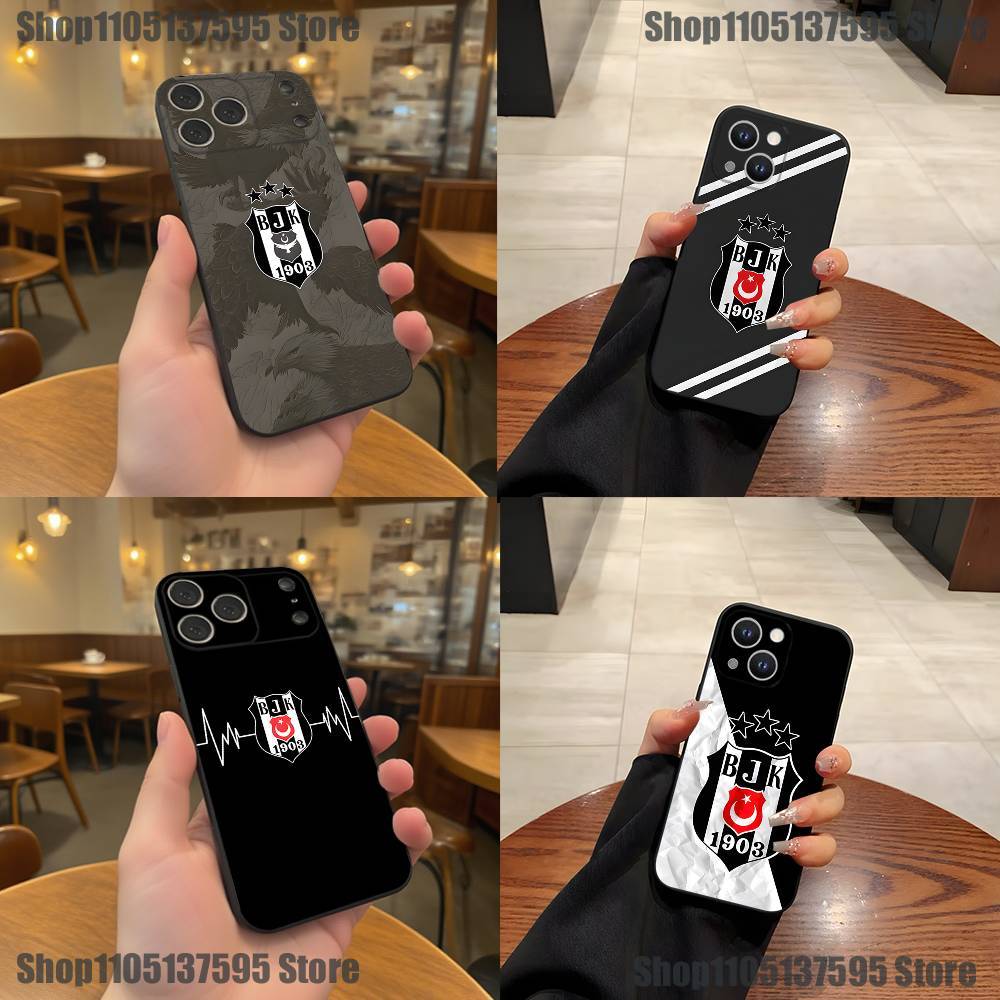 Модный Чехол для Телефона B-besiktas B-BJK Для iPhone 17,16,15,14,13,12,11,Pro,XS,Max,XR,Plus,E,SE4,Mini Черный Мягкий Чехол