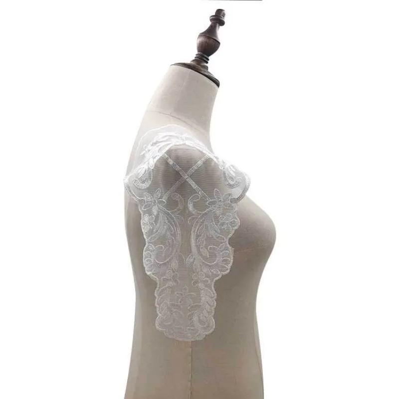 Beautiful White Lace Floral Embroidery Front Collar Rear Collar Sleeves Woman's Clothing Sewing Accessories