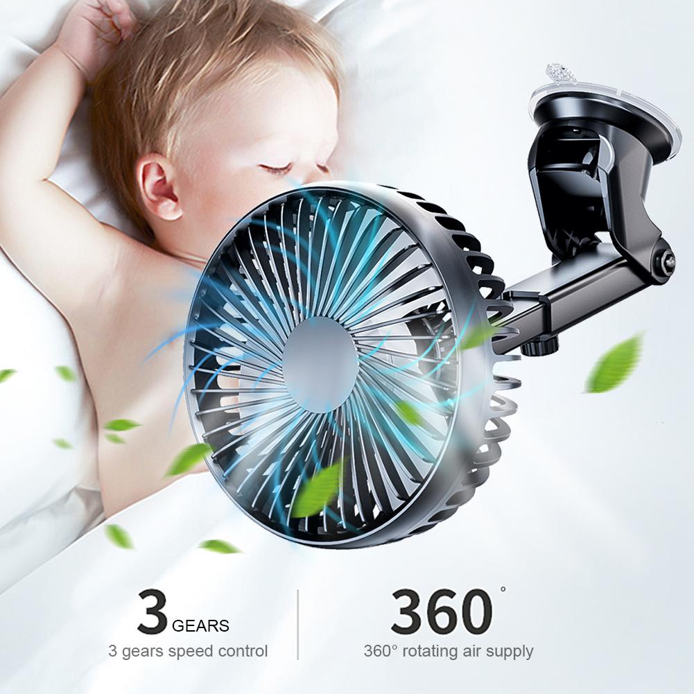 12 В/24 В вентилятор для лобового стекла с USB-присоской, автоматический охладитель, регулируемый на 360 градусов вентилятор для приборной панели автомобиля, 3 скорости, мини-автомобильный вентилятор
