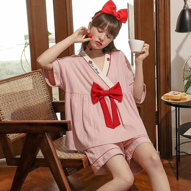 Летнее милое кимоно Женское короткое пижамное платье Топы Шорты Пижамный комплект Женская милая домашняя одежда Пижамы Пижамы