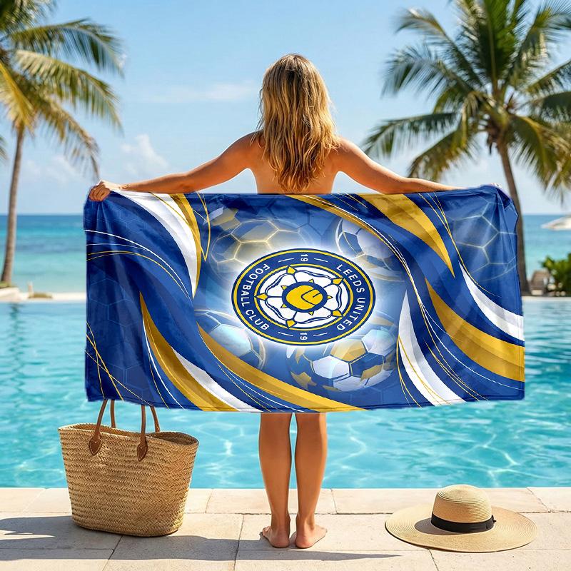 Пляжное полотенце Leeds United Football Мягкое из микрофибры Летнее полотенце Быстросохнущее Впитывающее полотенце для пляжа Бассейна Путешествий