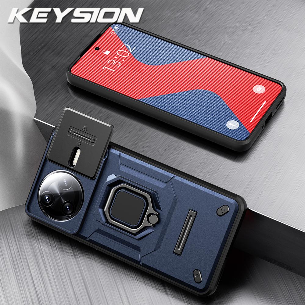 KEYSION Противоударный защитный чехол для POCO F7 Pro Slide Camera Защитное кольцо для объектива Подставка для телефона Задняя крышка для Xiaomi POCO F7 Ultra