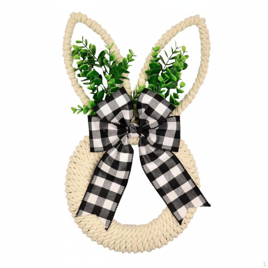 Easter Bunny Wreath Artisanal Appearance Door Hanger Lightweight Rustic Spring Wall