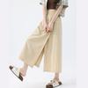 Harajuku Wide Leg Pants for Women Casual Elastic High Waist Pocket Skirt Pants Female Summer Solid Calf-length Trousers