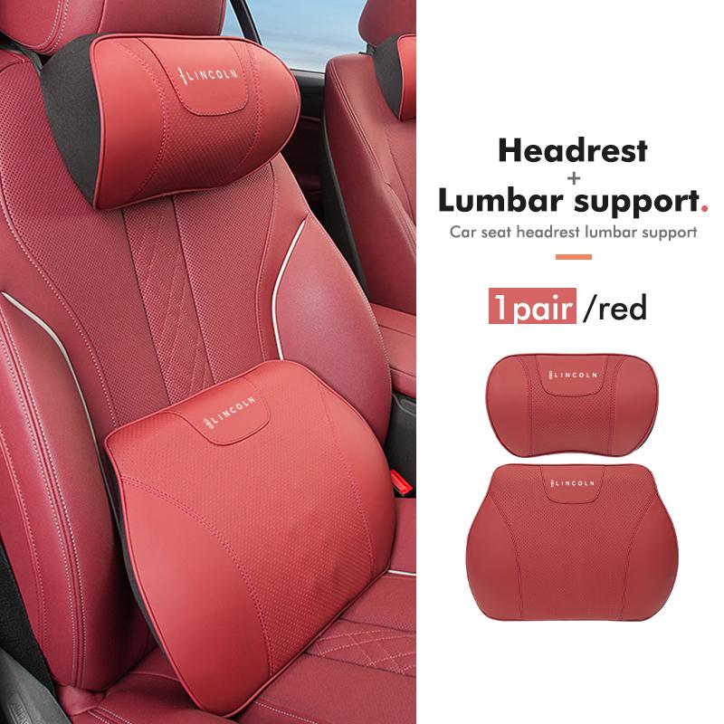 For Lincoln Car Seat Headrest Lumbar Support Leather Memory Cotton Fatigue Relief Mondeo MKC MKZ MKX MKT Aviator Navigator Q2
