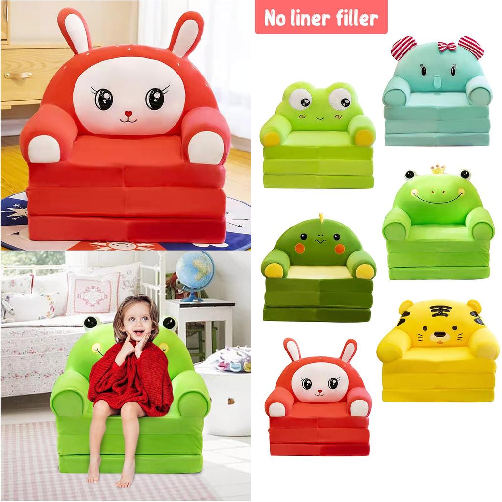 Plush Foldable Kids Sofa Cover 2 In 1 Foldable Children Sofa Cute Cartoon Lazy Sofa Pillowcase Without Liner Filler