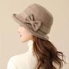 Женская модная универсальная шерстяная шляпа-тазик с бантом, легкая и удобная уличная панама