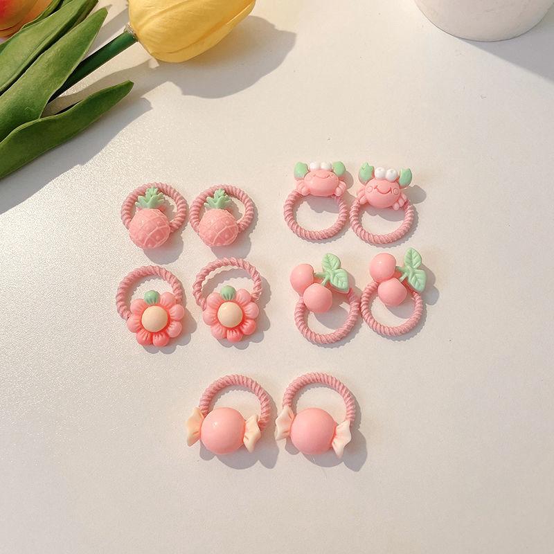 10pcs/set Little Girls Kawaii Elastic Hair Bands Cute Thumb Hair Twister Hair Tie Children High Elastic Cartoon Hair Accessories