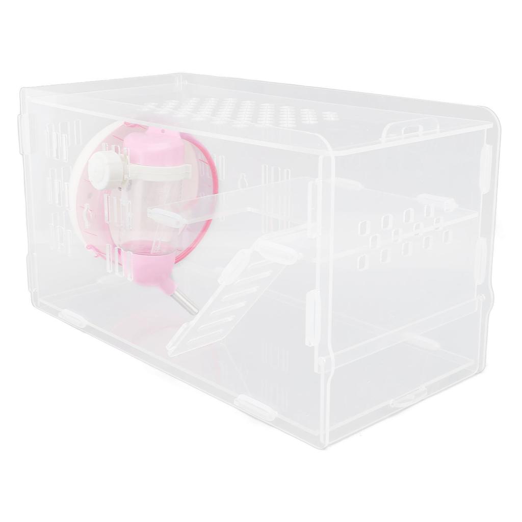 Маленький домик для хомяка, акриловый, прозрачный, бесшумные колеса, экономящий место, портативный, многофункциональный