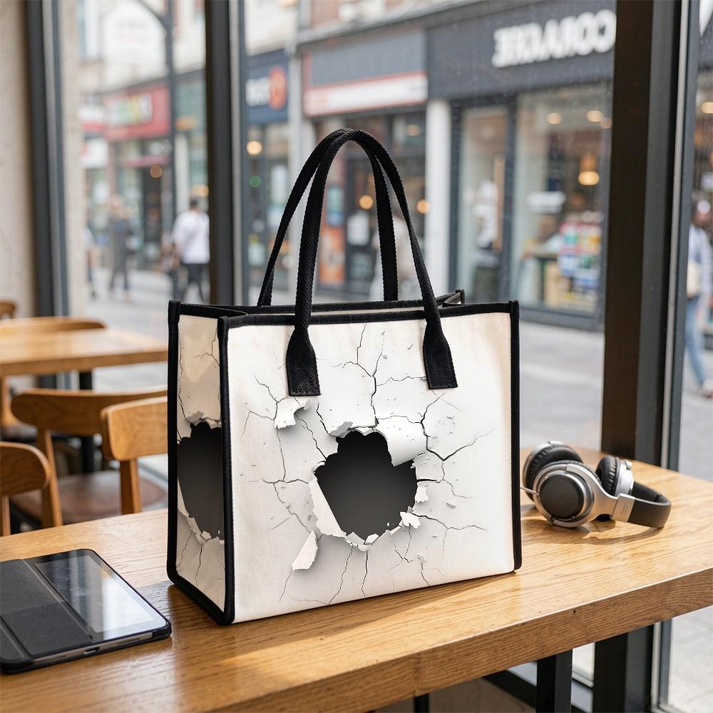Cracked Hole Fashion Tote Bag Casual Daily Large Capacity Handbag for Shopping Travel Outdoor Use