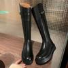 New Spot~ Thick-soled Lock But Knee Boots 2025 Autumn and Winter New Round Head Color Matching Tall Knight Boots Women