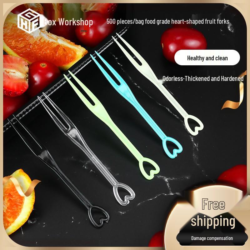 Transparent Colored Disposable Fruit Forks, Cake & Dessert Picks - Pack of 500 Pieces