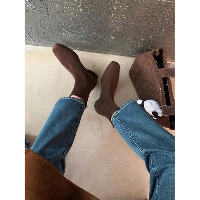 Мать винограда то же самое корейские ретро ботинки Мартина женские голова замша универсальные толстый каблук увеличивающие рост тонкие ботинки осень и зима короткие ботинки