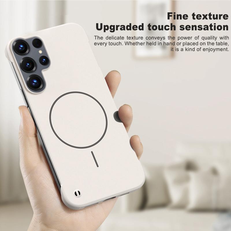 For Magsafe Frameless Magnetic Case For Samsung S26 S25 S24 S23 S22 S21 S20 FE Plus Note 20 Ultra Solid Color Hard PC Back Cover