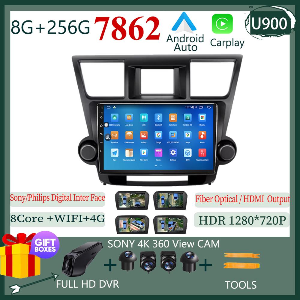 Android Для Toyota Highlander 2 XU40 2007-2013 Мультимедийный плеер Навигация Радио Стерео 5G BT БЕЗ 2DIN DVD WIFI HDR Экран BT