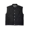 Men Summer Denim Vest Coat Lapel Sleeveless Solid Color Denim Waistcoat Single Breasted Large Pockets Design Washed Cargo Waistcoat