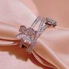 Sweet and Elegant Bow Ring Zircon Ring Feminine Chic Overlapping Index Ring