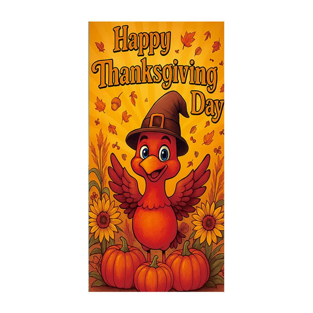 90*180cm Thanksgiving Turkey Print Door Cover Decorative Cloth For Yard Decoration
