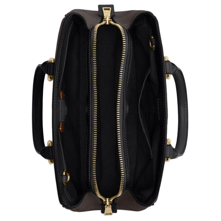 Coach Savannah 28 Adjustable Detachable Shoulder Strap Classic Logo Print Coated Canvas Tote Bag Large Women Tote Bags Walnut Black CAL53-IMXAQ