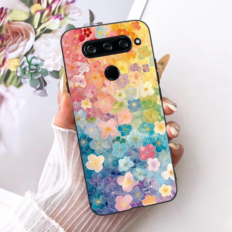 For LG V40 V50s V35 ThinQ LG V8X ThinQ V30 2017 Phone Case Soft TPU Bumper Back Cover Cool Cartoon Luxury Butterfly Flower Funda