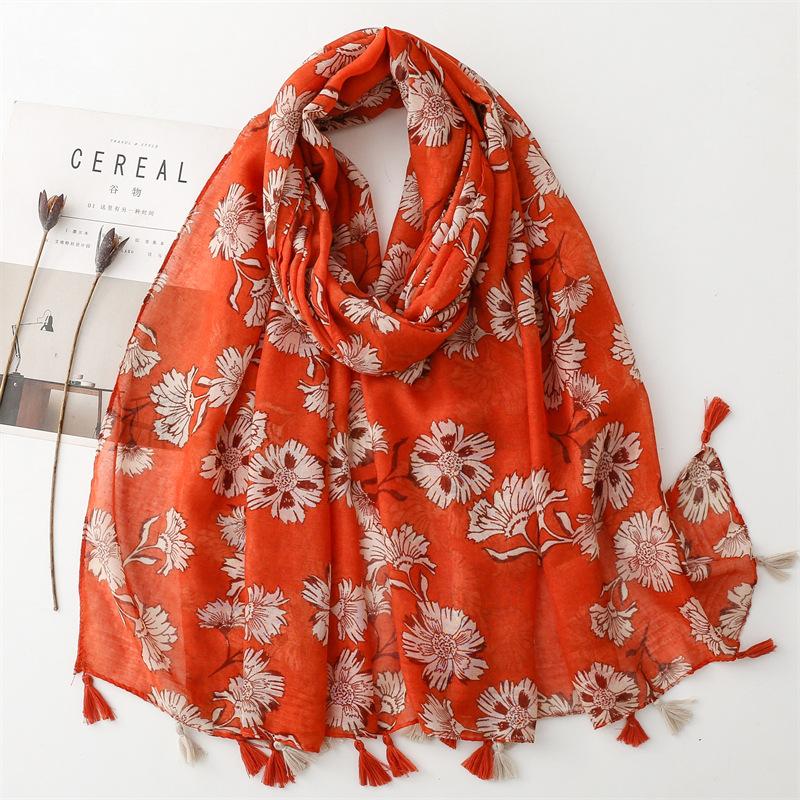 Thin Fashion Aztec Paisley Floral Tassel Viscose Shawl Scarf High Quality Wrap Pashmina Stole Bufandas Muslim Hijab 180*90Cm