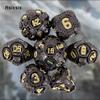 7 шт., черные шестерни, металлические кубики, набор твердых металлических многогранных кубиков, подходящий для ролевой игры, настольной игры, карточной игры