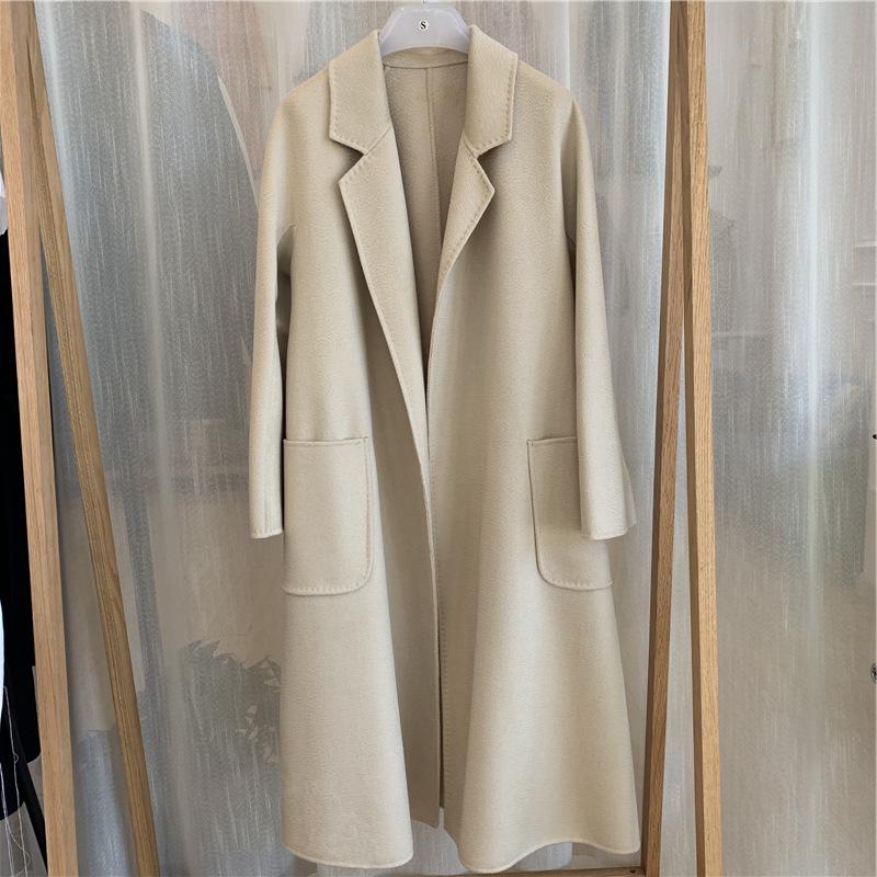 Пальто женское двустороннее кашемировое M Family с эффектом водной ряби, премиум-класса