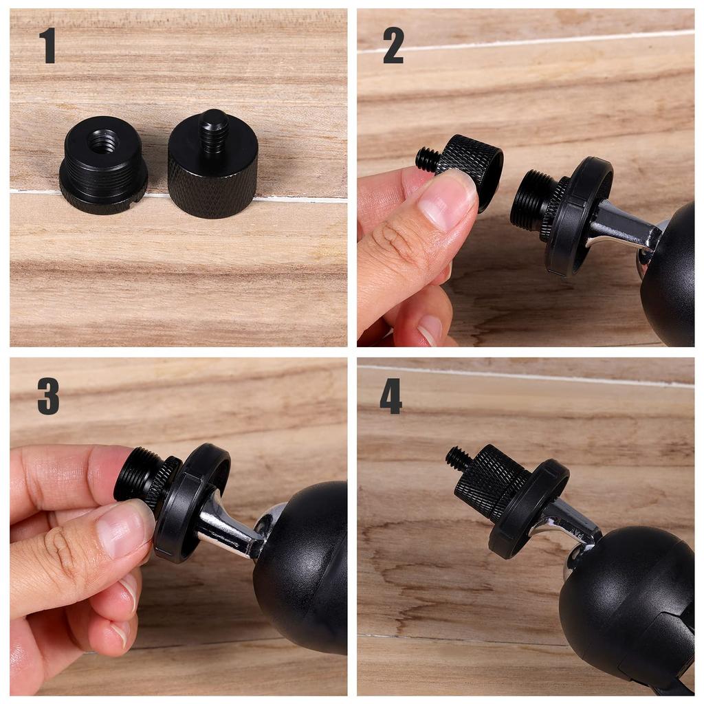 AIEX Microphone Thread Adapter, Microphone Stand Adapter for Camera Screw Monitor Microphone Stands, 8 Pieces: 58 Female To 38 Male, 38 Female To 58