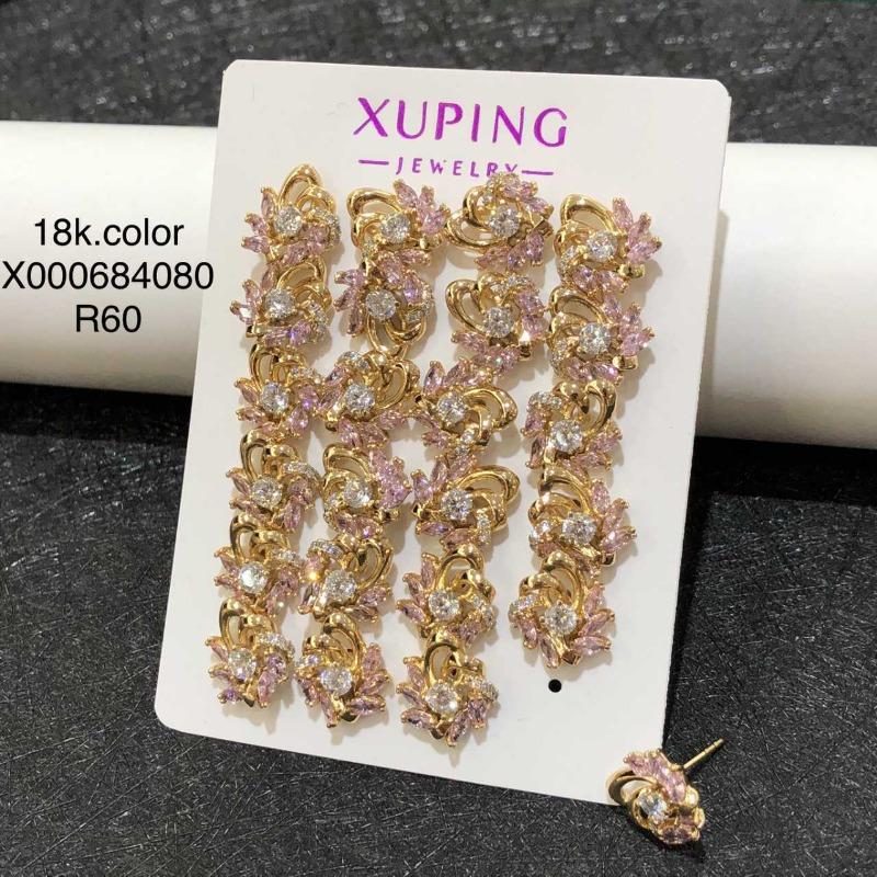 Ювелирные изделия Xuping, серьги-гвоздики, серьги-клипсы из сплава с покрытием k-цвета, с мульти-цирконами, в европейском и американском стиле, модные и универсальные серьги.