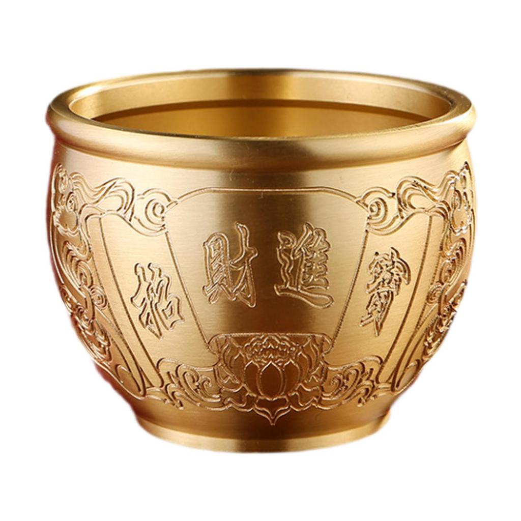 Chinese Treasure Bowl Cornucopia Bowl Brass Ornament Collectible Gift Feng Shui Decor Money Drawing Bowl for Living Room Desk