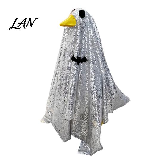 Weatherproof Goose Costume Halloween Ghost Costume, Porch Outfit for Outdoor Lawn Festive Decor, Spooky Holiday Garden Statue Clothing, Funny